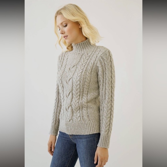 🆕Sweater Cable Knit Mock Neck Light Grey S, M & L Available - Picture 2 of 8